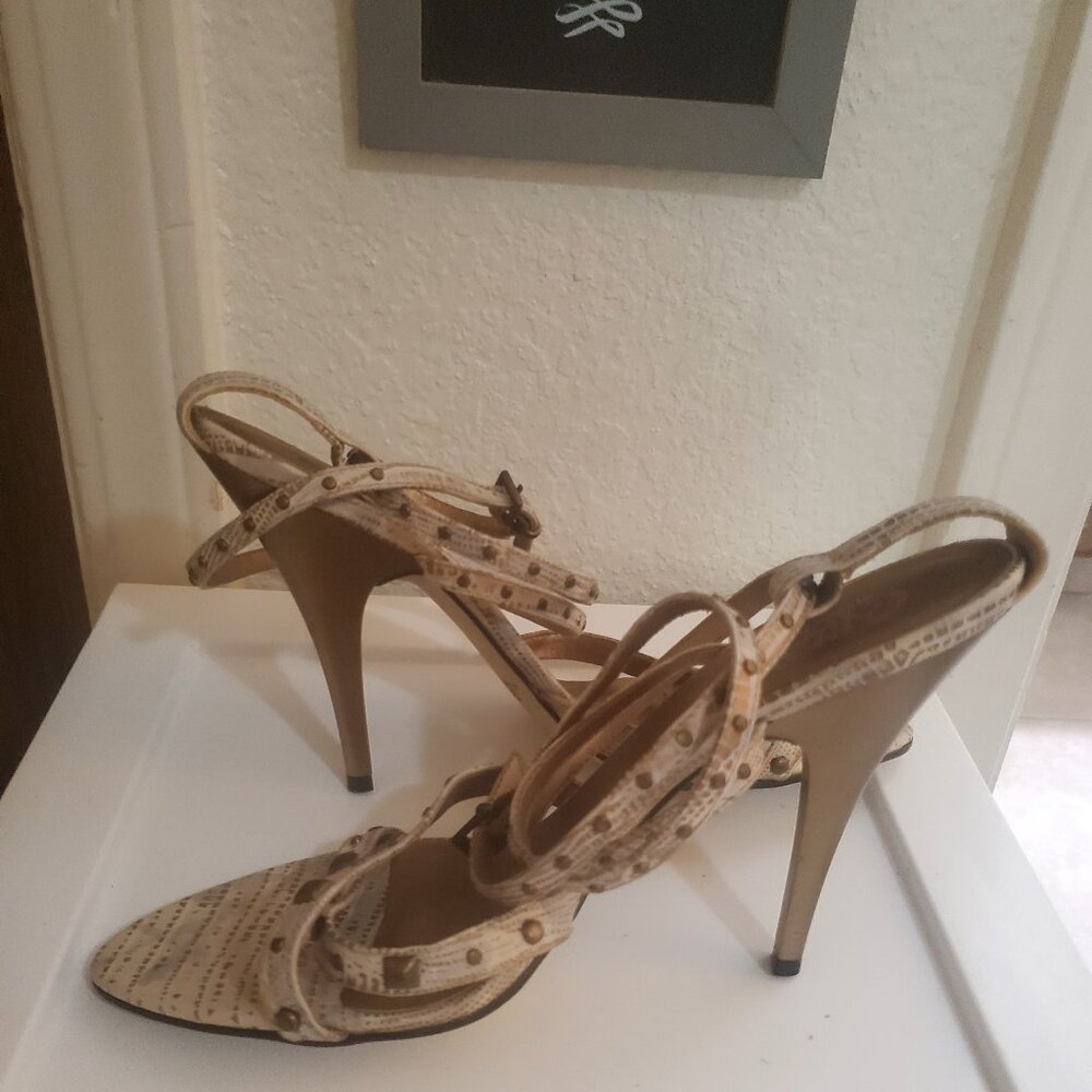 Carlos Santana Designer Leather Strappy Heels